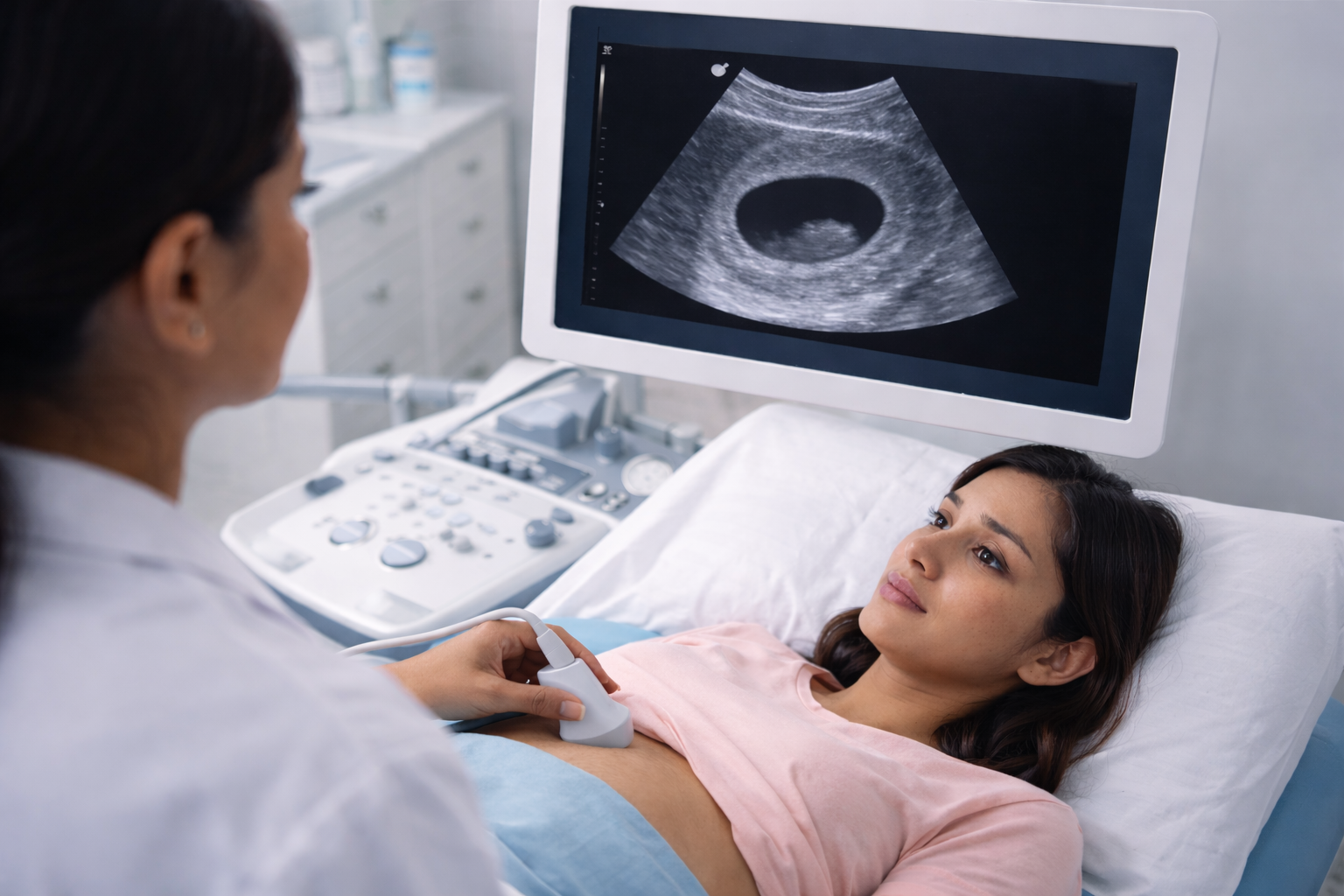 ultrasound scan showing gestational sac early pregnancy diagnosis image