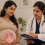 Pregnant woman discussing anaemia during pregnancy with her obstetrician.