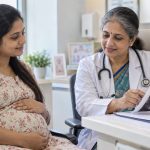 Indian pregnant woman discussing foetal growth restriction with her obstetrician